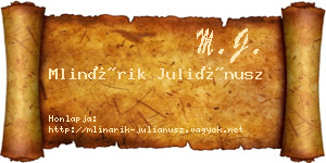 Mlinárik Juliánusz névjegykártya